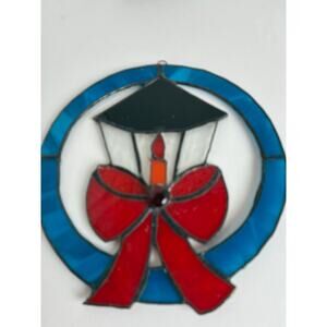 Suncatcher Lantern Christmas Window Hanging Handmade  Glass 8 Inch Dia.